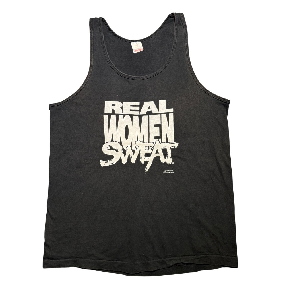 Vintage 1993  Real Women Sweat Tank Top Black XL